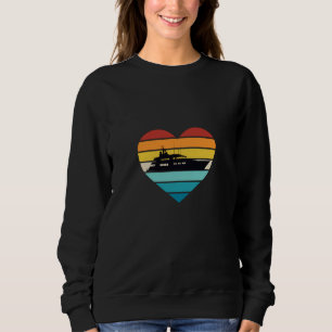 I Love Yacht Captain Ship Retro Sunset Sweatshirt