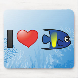 I Love Yellowbar Angelfish Mouse Pad