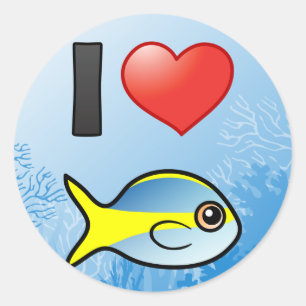 I Love Yellowtail Snapper Classic Round Sticker