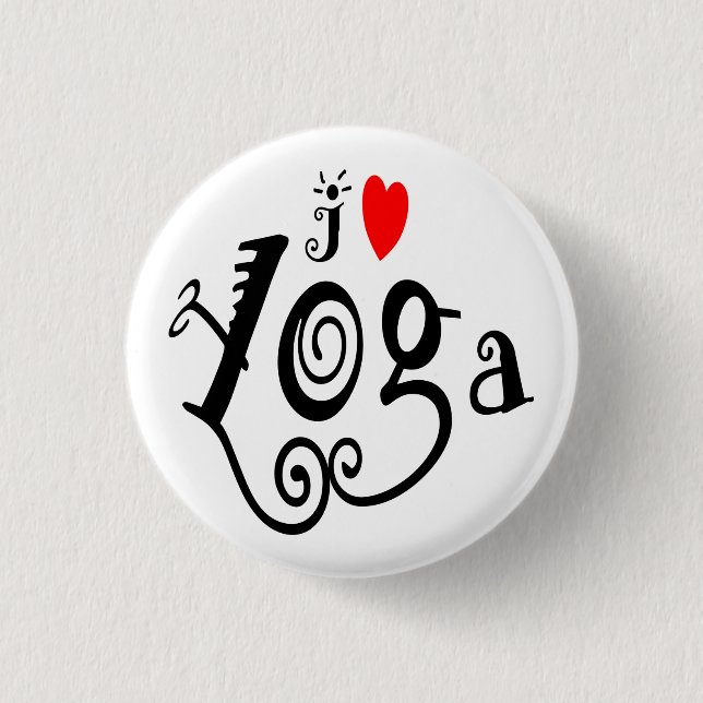 I Love Yoga 3 Cm Round Badge (Front)