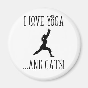 I love Yoga and Cats Black Letters Magnet