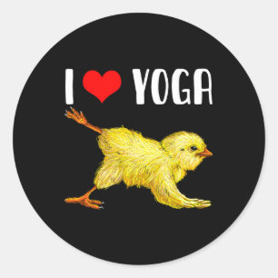 I Love Yoga Chicken Cute By Chicken Yoga Gift Mom Classic Round Sticker