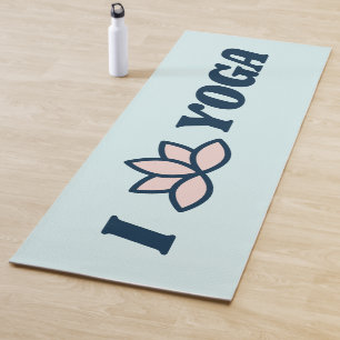 I Love Yoga Lotus Flower Light Blue Yoga Mat