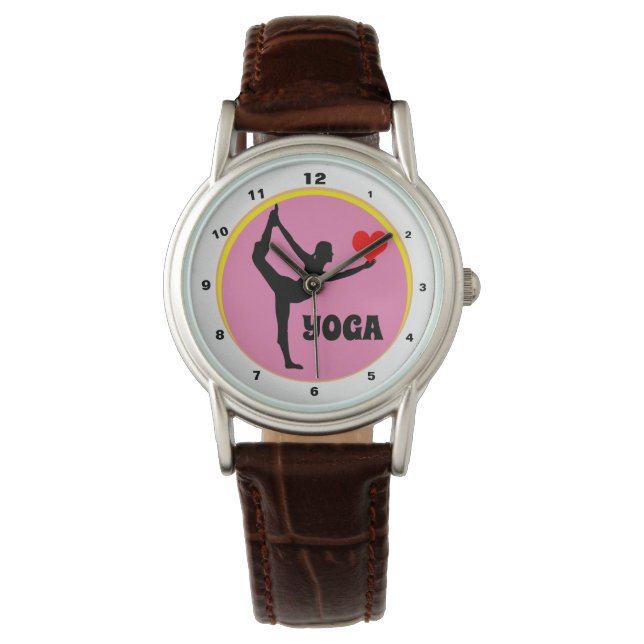 I love Yoga & Red Heart fashion / Yogini goddess W Watch (Front)