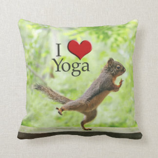 I Love Yoga Squirrel Cushion
