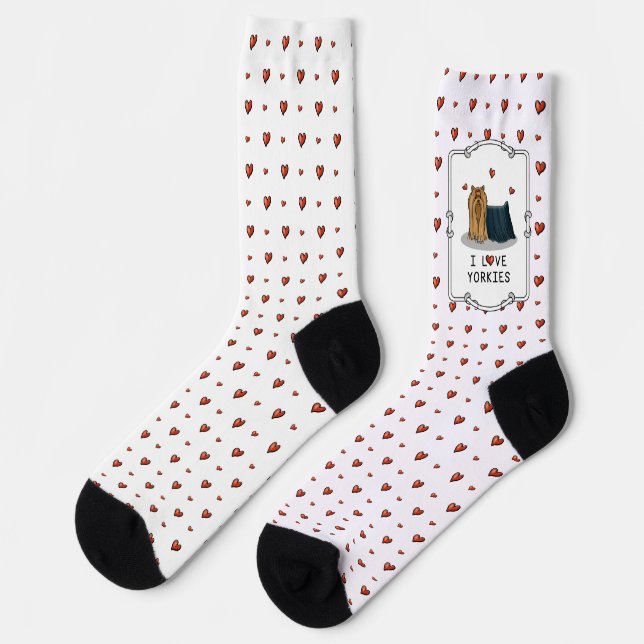 I Love Yorkies (I Love Yorkshire Terriers) - Cute Socks (Left)