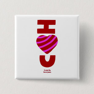 I Love You 2 Inch Square Button