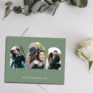 I Love You   3 Arched Photo Collage Valentines Day Holiday Card