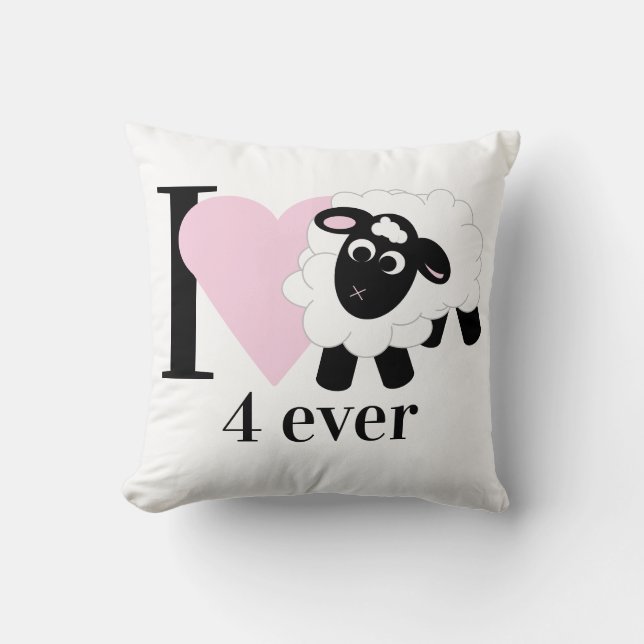 I love You 4 Ever Cute Cartoon Sheep Cushion (Front)