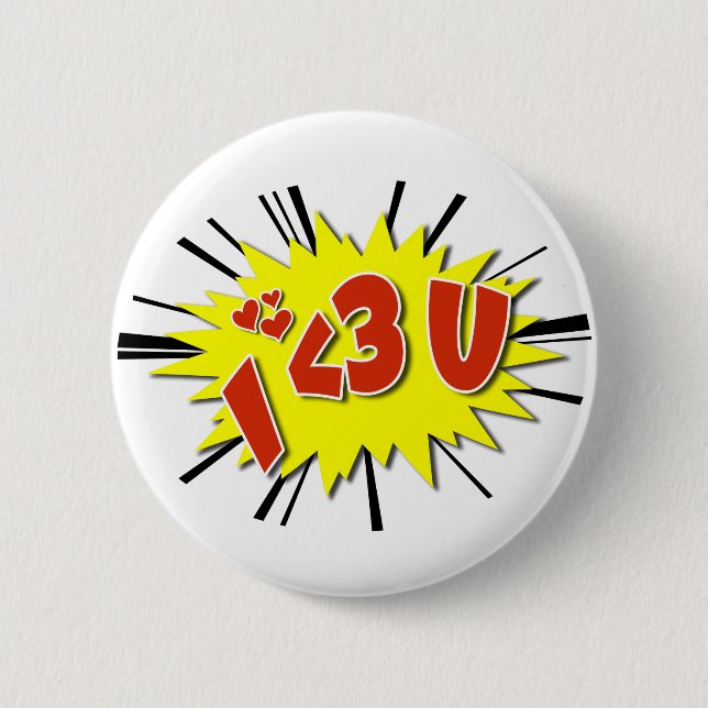 I love you 6 cm round badge (Front)