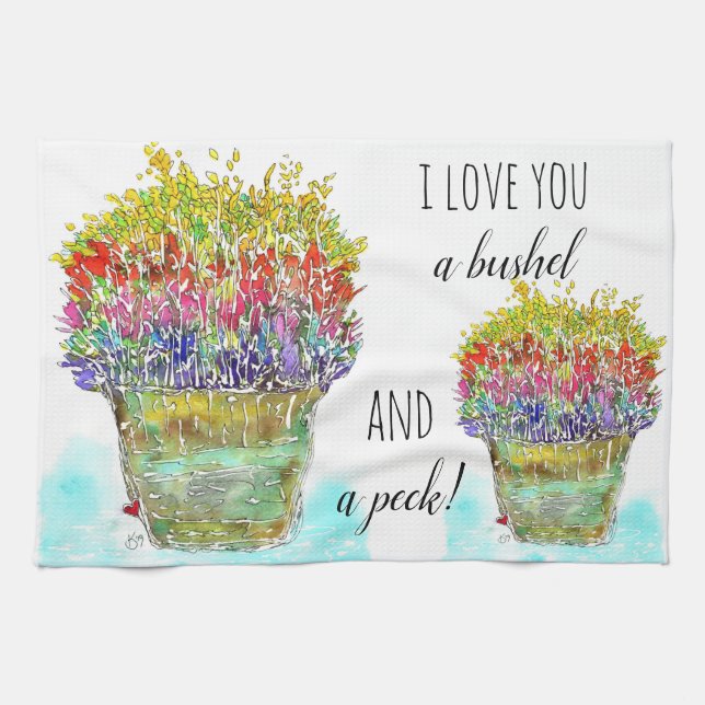 I Love You a Bushel and a Peck Kitchen Towel (Horizontal)