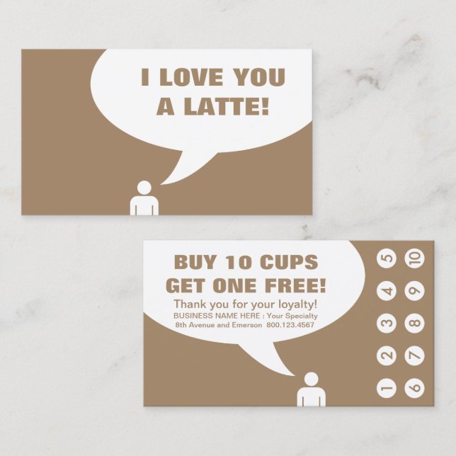 i love you a latte coffee punch card (Front/Back)