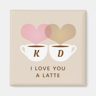 I Love You A Latte Custom Monogram Initials Coffee Magnet