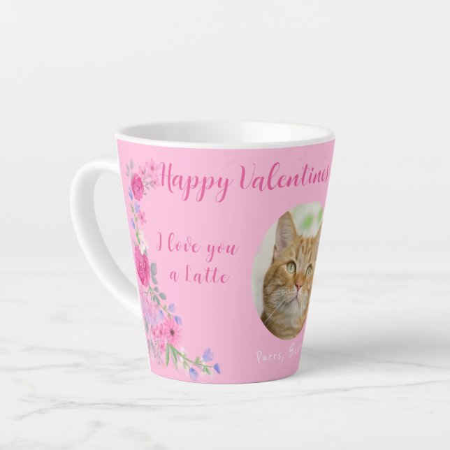 I Love You a Latte Custom Valentine From Cat Latte Mug (Left Angle)