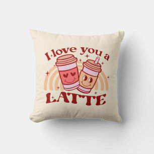 I Love You A Latte Cute Coffee Cup Pun Cushion