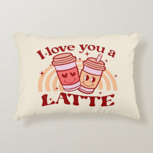 I Love You A Latte Cute Coffee Cup Pun Decorative Cushion
