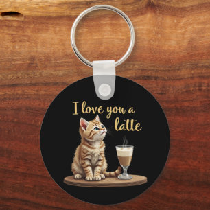 I Love You a Latte: Cute Valentine Coffee Pun Key Ring
