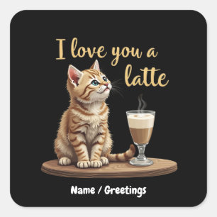 I Love You a Latte: Cute Valentine Coffee Pun Square Sticker