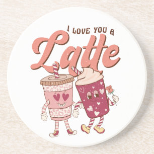 I love you a latte retro groovy Valentines Coaster