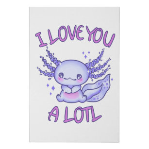 I love you a lotl Axolotl in love Faux Canvas Print