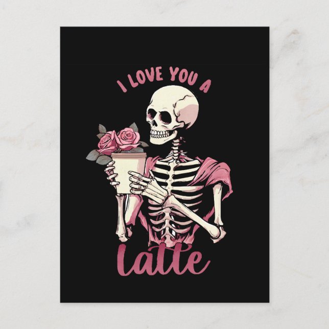 I love you a valentines day skeleton postcard (Front)