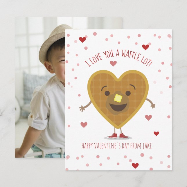 I Love You A Waffle Lot Heart Kids Valentine Photo Postcard (Front/Back)