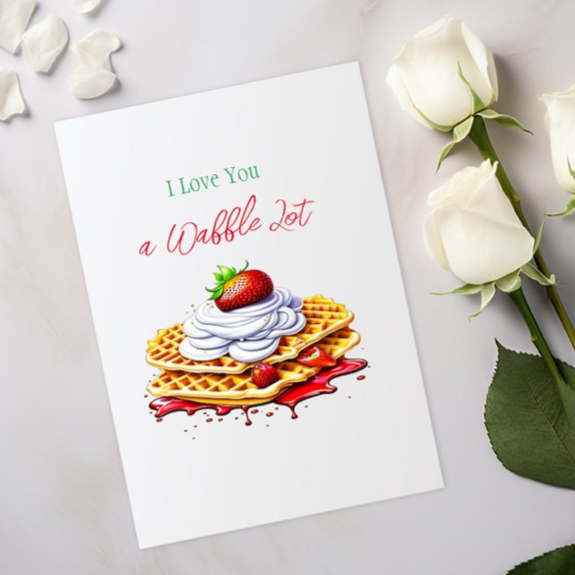I Love You a Waffle Lot! Waffle Pun Flirty Card (Creator Uploaded)