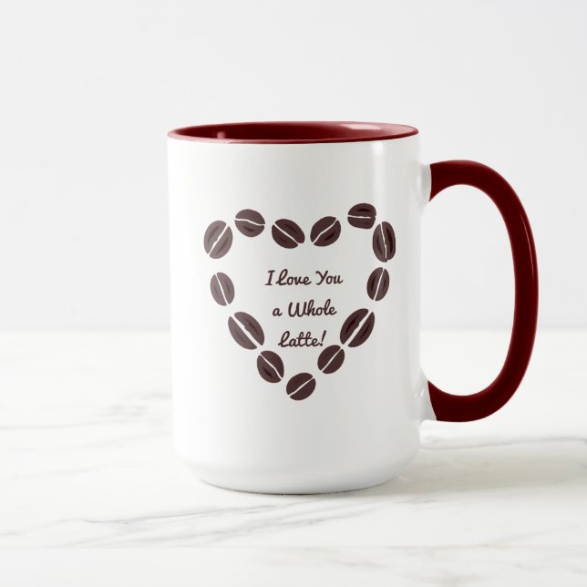 I Love You a Whole Latte Coffee Bean Heart Mug (Right)
