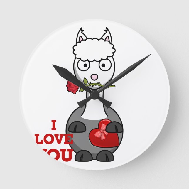 i love you alpaca round clock (Front)