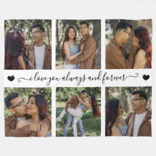 I Love You Always & Forever Modern 6 Photo Collage Fleece Blanket