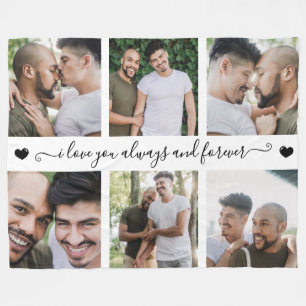 I Love You Always & Forever Modern 6 Photo Collage Fleece Blanket