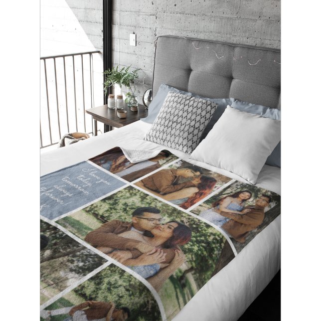 I Love You Always & Forever Modern 6 Photo Collage Fleece Blanket (Creator Uploaded)