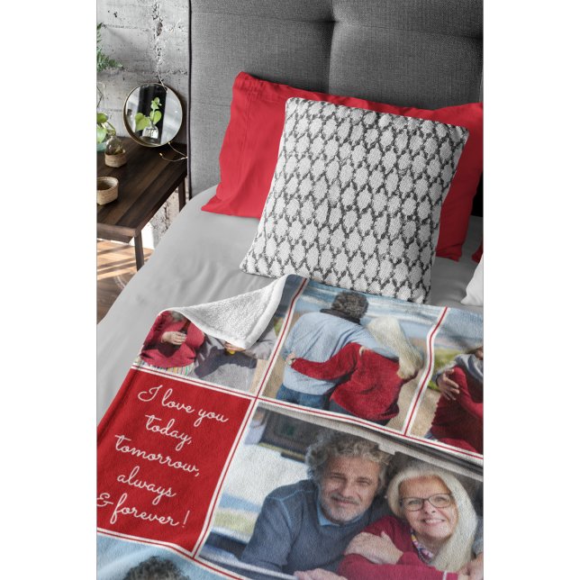 I Love You Always & Forever Modern 6 Photo Collage Fleece Blanket (Creator Uploaded)