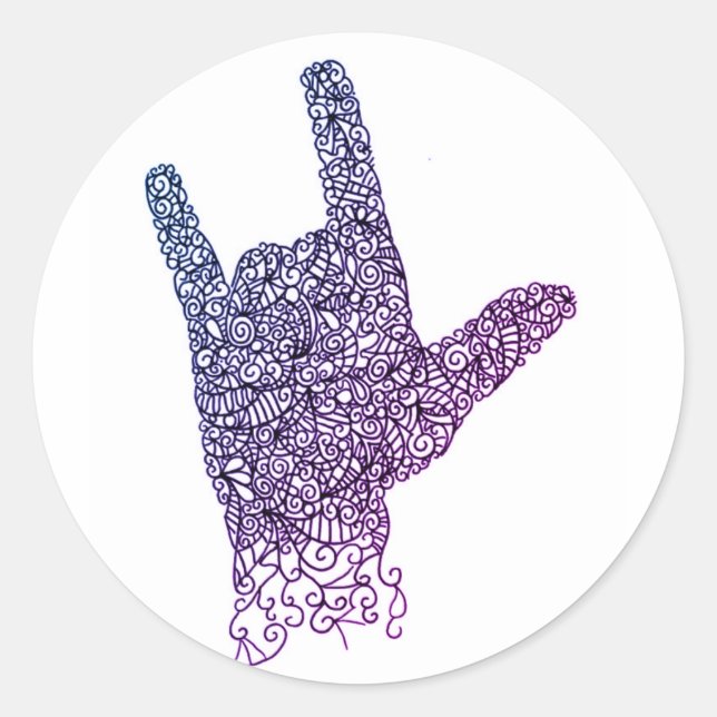 "I Love You" American Sign Language Round Stickers (Front)