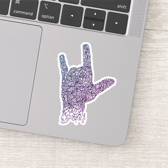 "I Love You" American Sign Language Vinyl Sticker (Detail)