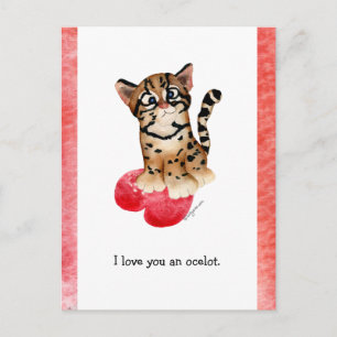 I Love You An Ocelot Pun Postcard