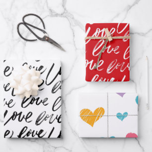 I Love You and Heart Wrapping Paper Sheet