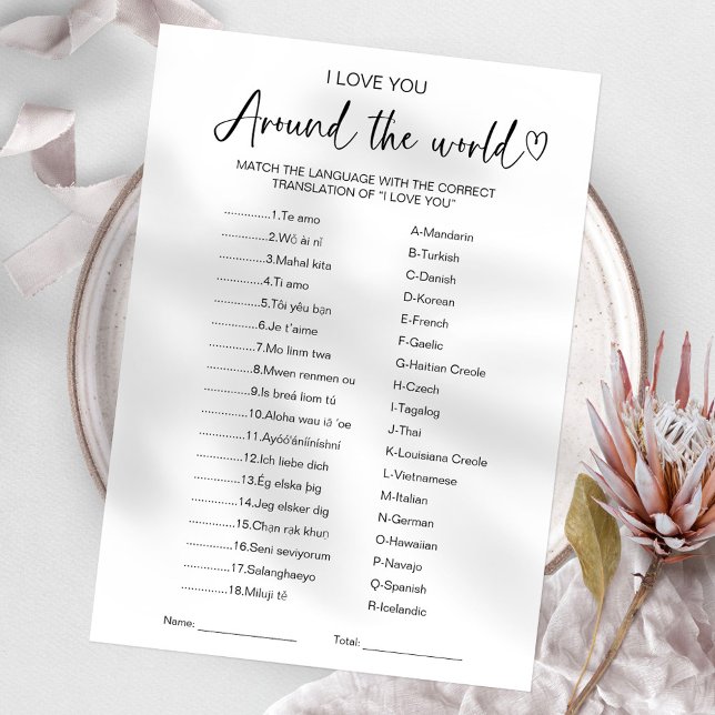 I Love You Around the World Game Bridal Shower Invitation (Creator Uploaded)