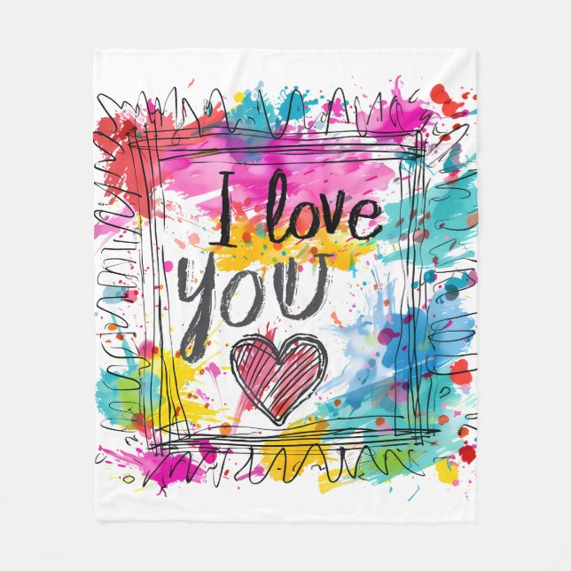 "I Love You" Artistic Throw Blanket –  (Front)