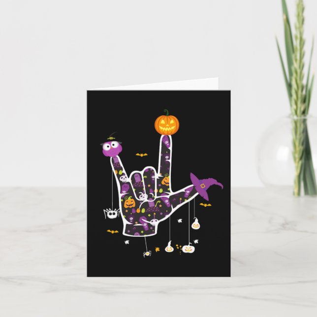I Love You ASL Halloween Sign Language Halloween G Card (Front)