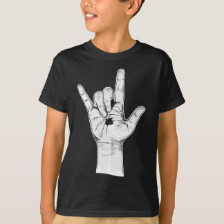 I Love You ASL Hand Sign - Hand Drawn Novelty Jesu T-Shirt