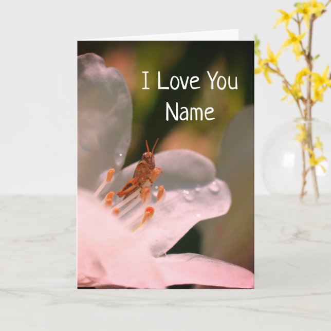 I Love You Azalea Flower Personalised  Card (Yellow Flower)