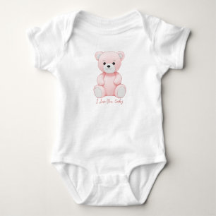 I Love You Baby Pink Bear CuddlyToy Baby Bodysuit