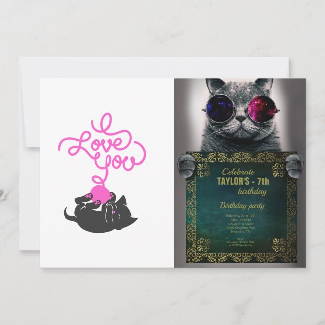 I love you - ball of wool - Choose back colour Invitation (Front)