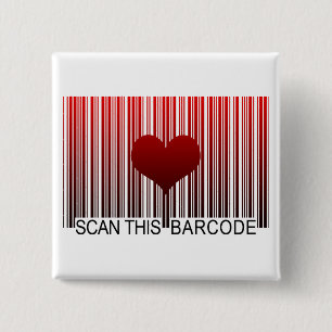 I LOVE YOU BARCODE 15 CM SQUARE BADGE