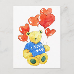I love you bear - balloon 2011 postcard
