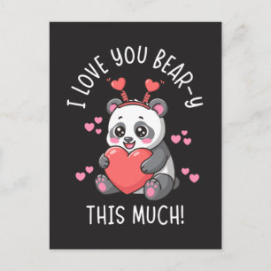I Love You Bear-y This Much - Cute Panda Valentine Postcard