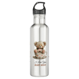 I Love You Beary Much In Cup Postcard 710 Ml Water Bottle