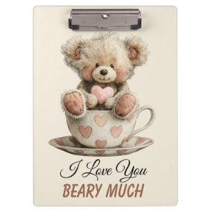 I Love You Beary Much In Cup Postcard Clipboard