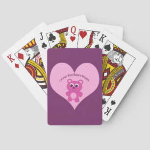 I Love You Beary Much! Pink Bear Playing Cards